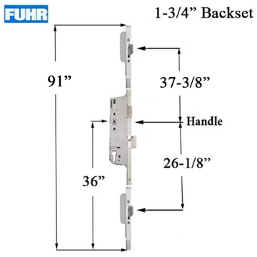 16mm Fuhr Hook Version 3-Point Lock, 1-3/4" Backset, 91" Length